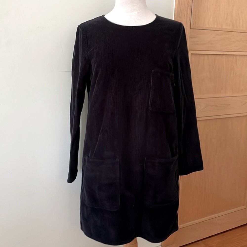 NWOT COS Navy Corduroy Long Sleeve Shift Mod Mini Dress, Size 8 - Picture 3 of 16